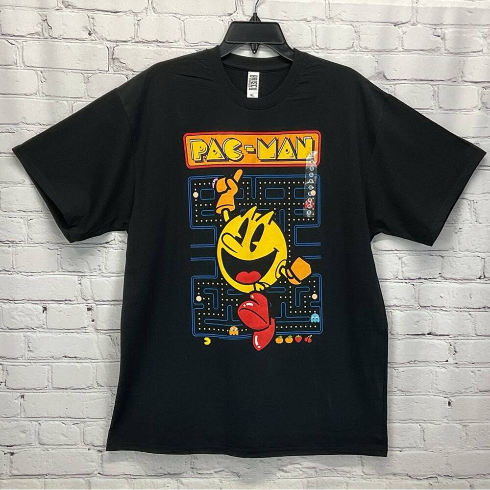 Brisco Pac-Man Graphic T-Shirt Men's Size XL Black Retro Video Gaming Travel